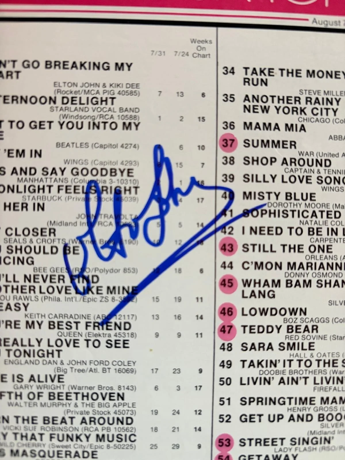 Elton John — ELTON JOHN SIGNED AUTOGRAPHED 11X14 CASHBOX TOP 100 THE ROCKETMAN VINTAGE PSA, image 2