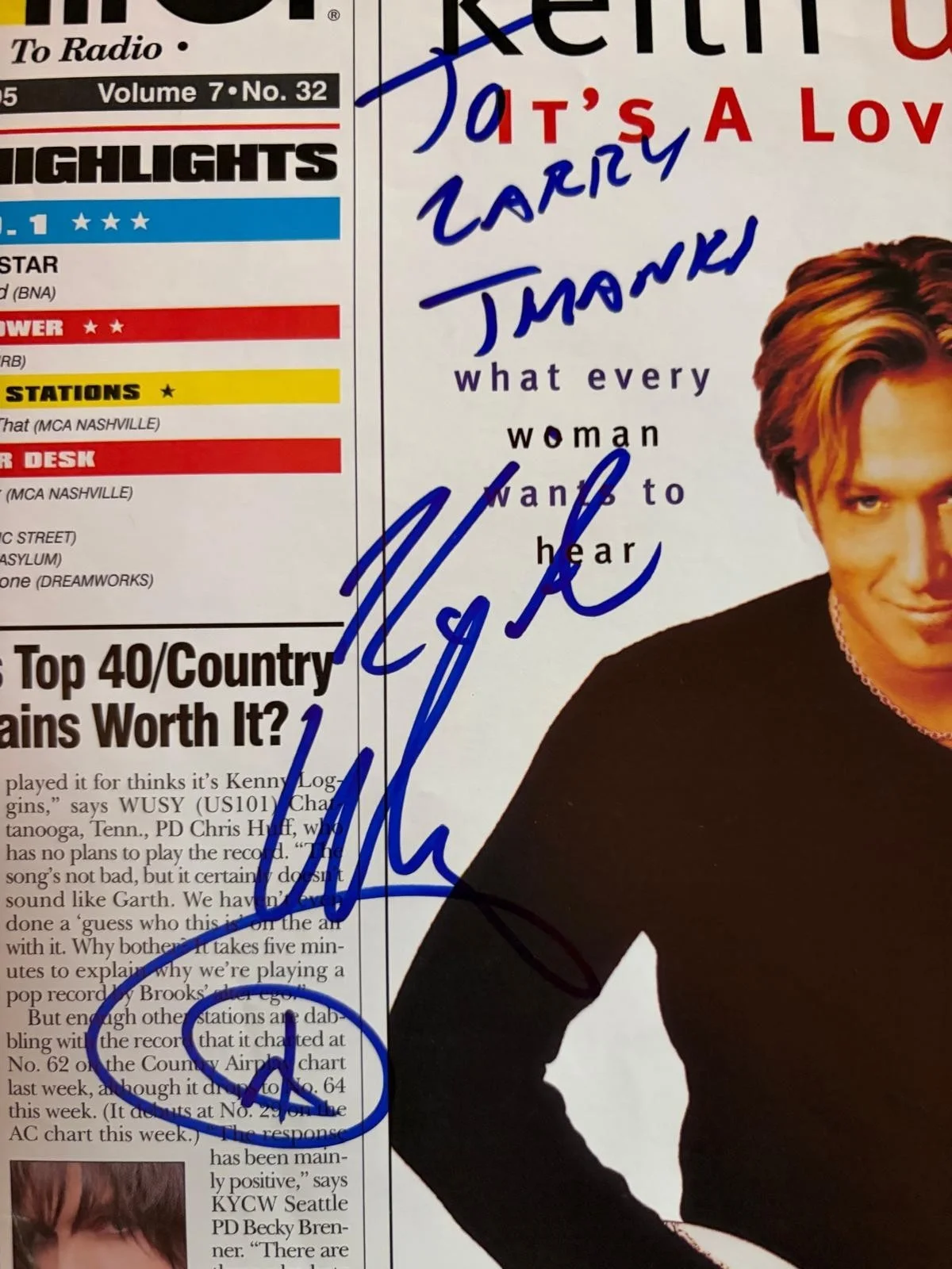 Keith Urban — KEITH URBAN SIGNED AUTOGRAPH 11X14 MAGAZINE PAGE IT'S A LOVE THING COUNTRY PSA A, изображение 2