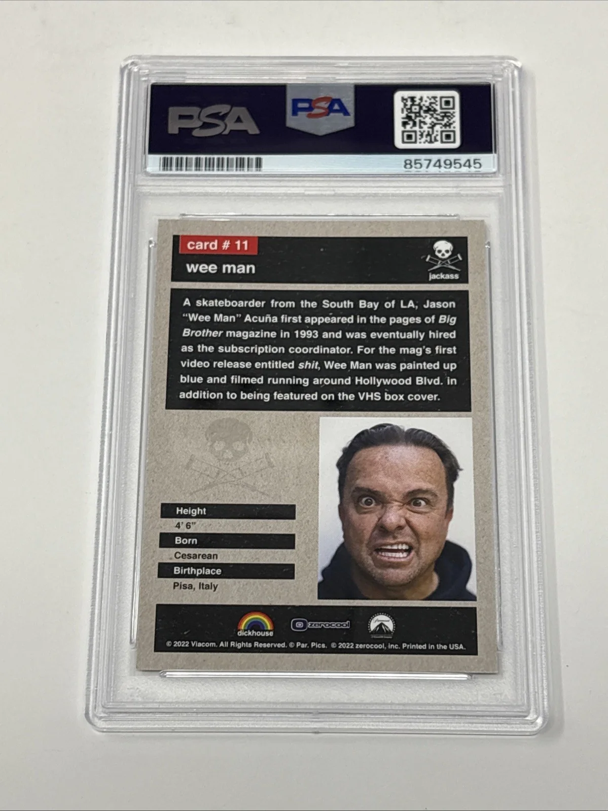Jason Acuna Wee Man — Jason Acuna Wee Man Signed 2022 Zero Cool IP Auto PSA/DNA Jackass, image 3
