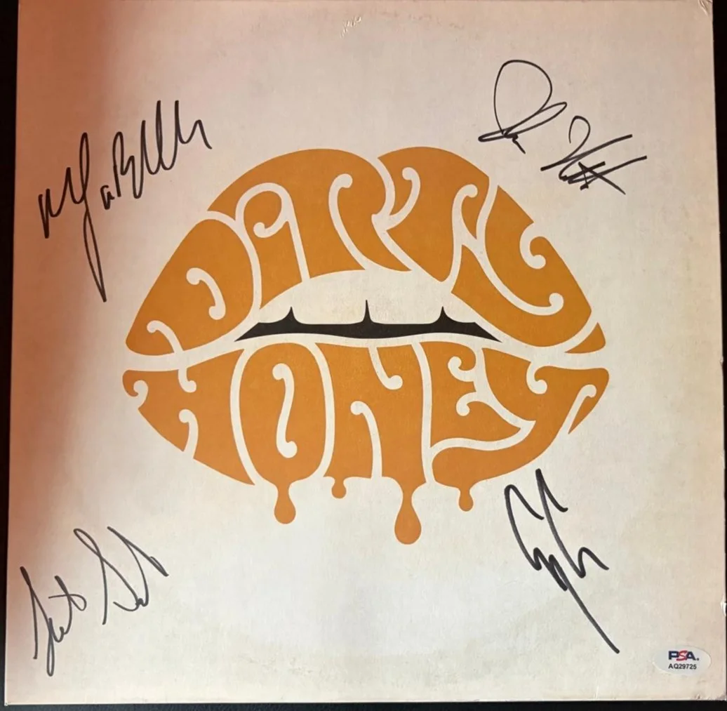 Corey Coverstone, Marc Labelle, John Notto & Justin Smolian — DIRTY HONEY FULL BAND SIGNED AUTO ALBUM COVERSTONE LABELLE NOTTO SMOLIAN 4 PSA A