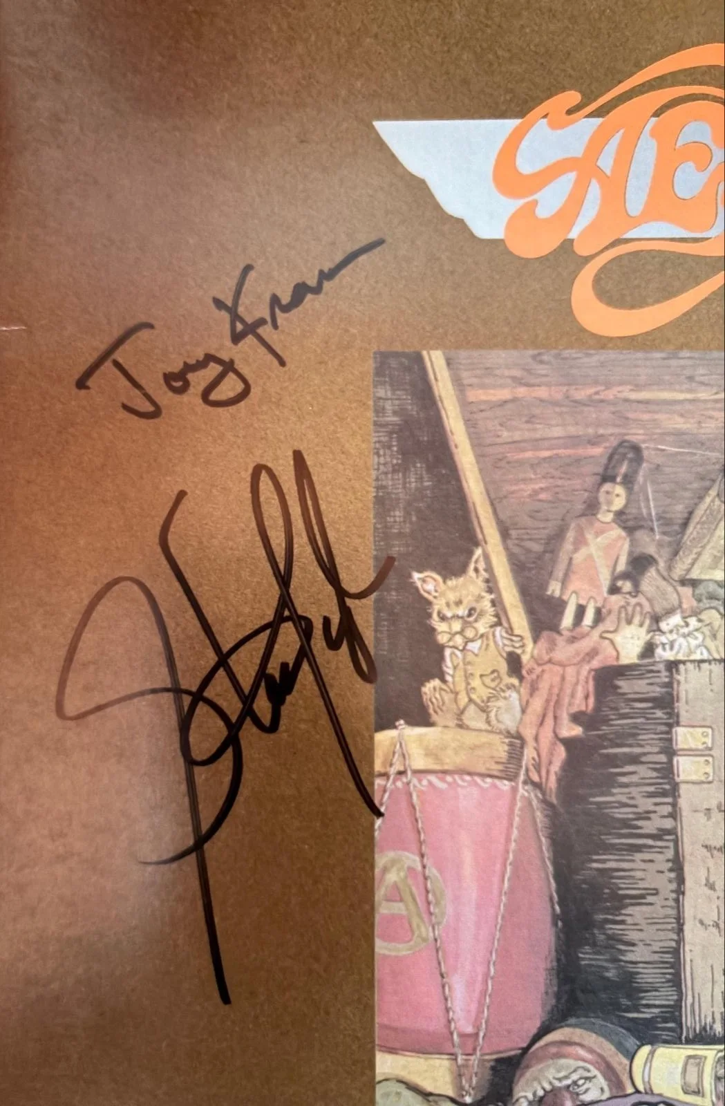 TOM HAMILTON JOEY KRAMER JOE PERRY STEVEN TYLER BRAD WHITFORD — AEROSMITH X5 SIGNED AUTOGRAPHED VINYL ALBUM TOYS IN THE ATTIC PERRY JOEY PSA C, изображение 2