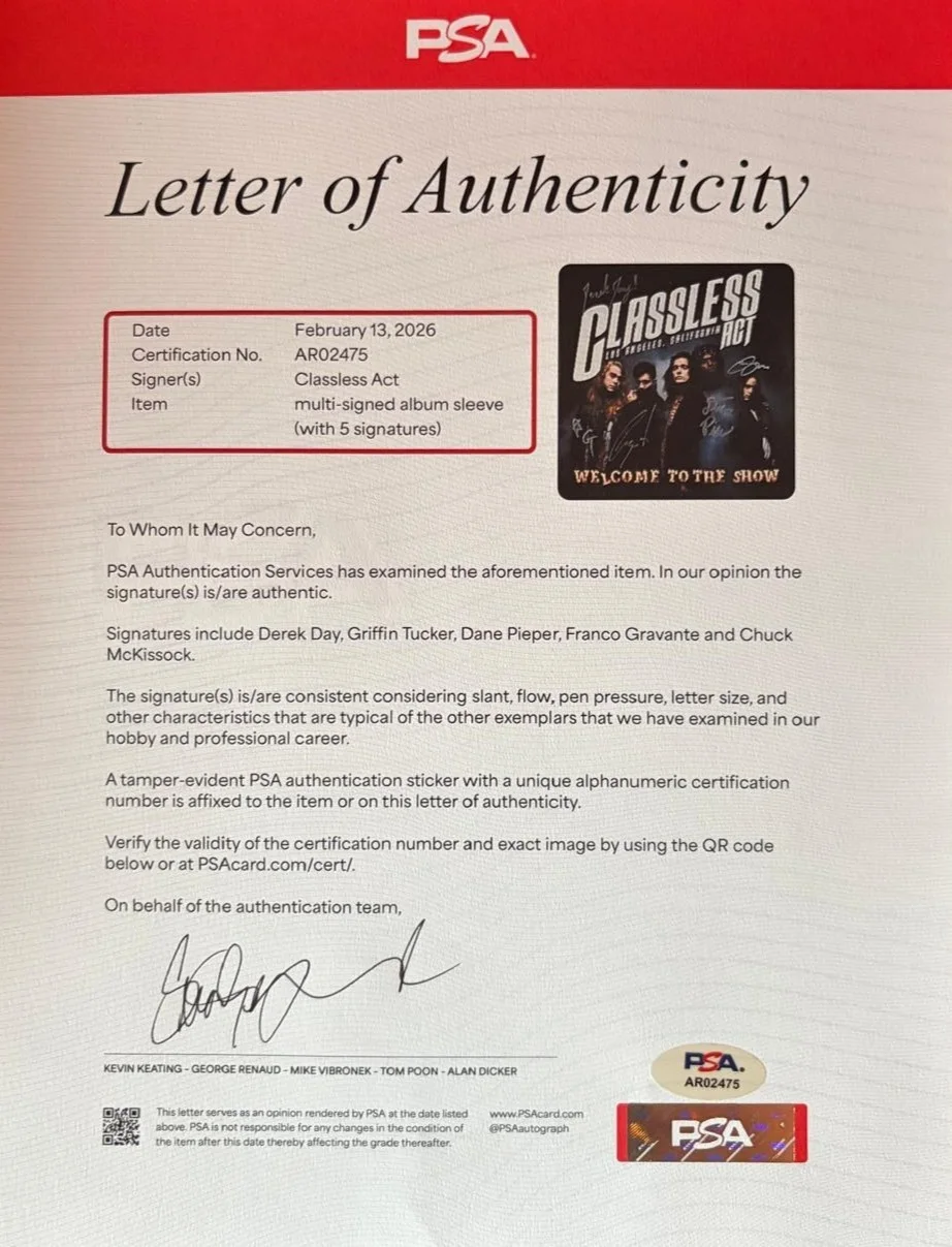 DEREK, FRANCO, CHUCK, DANE, GRIFFIN — CLASSLESS ACT X5 SIGNED ALBUM COVER DAY GRAVANTE MCKISSOCK PIEPER TUCKER PSA, изображение 5