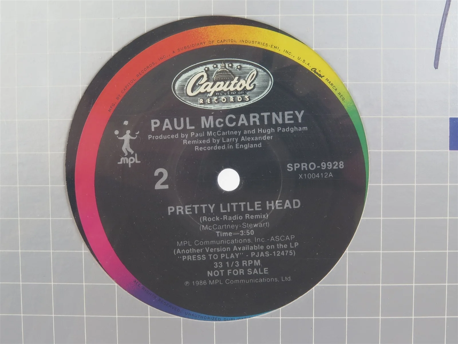 SIGNED Paul McCartney Pretty Little Head Record LP Cover 1986 SPRO-9928, image 3