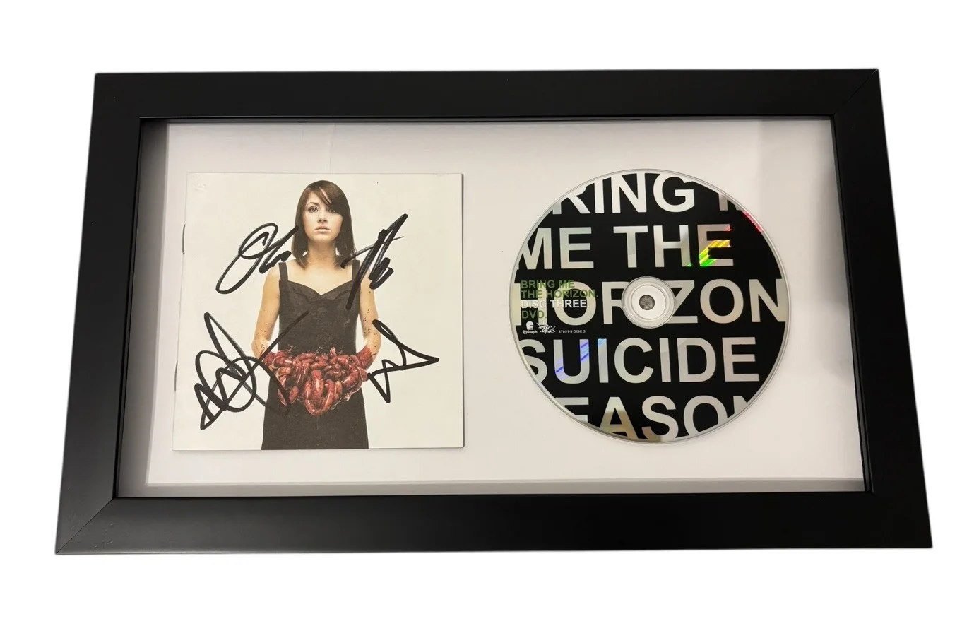 BRING ME THE HORIZON SIGNED AUTOGRAPH x4 SUICIDE SEASON FRAMED CD OLI +3 JSA COA, изображение 3