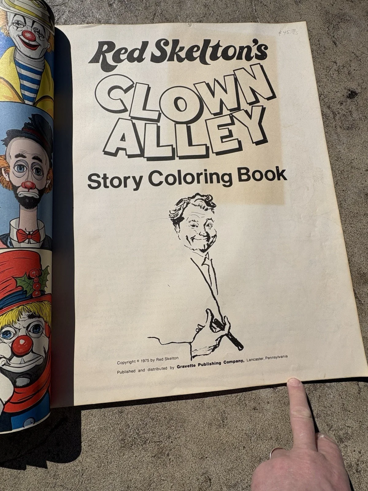 Red Skelton Autographed Clown Alley Giant 22" x 17" Unused Coloring Book 1975, изображение 5