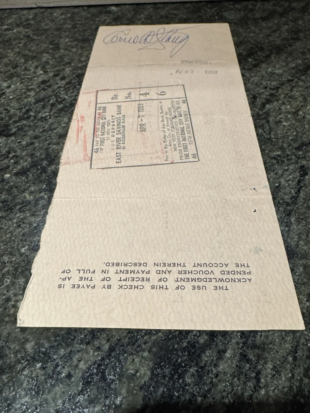 Arnold Stang The Voice Of Top Cat Signed 1959 William Morris Agency Check RARE, изображение 3