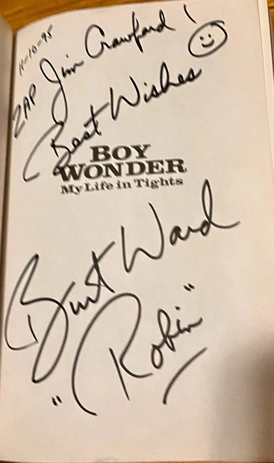 Burt Ward — Burt Ward (Robin) Signed “Boy Wonder My Life In Tights”, image 2