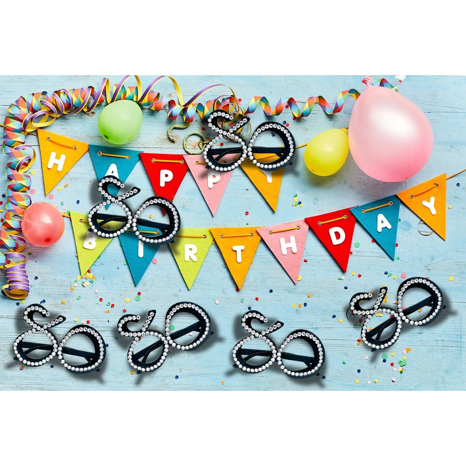 12 Pieces 80th Birthday Glasses, 80th birthday party glasses, Funny Plastic E..., изображение 3