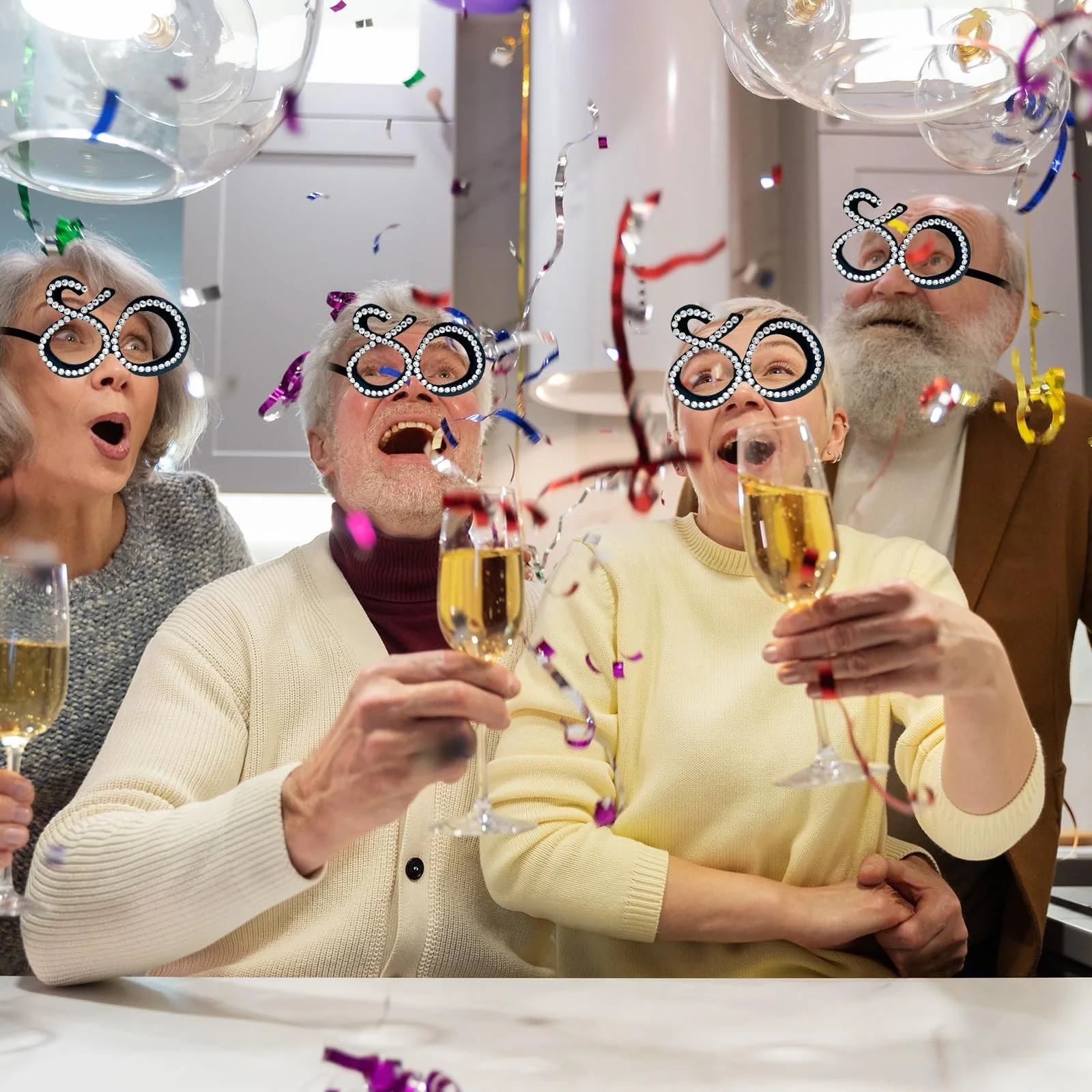 12 Pieces 80th Birthday Glasses, 80th birthday party glasses, Funny Plastic E..., изображение 5