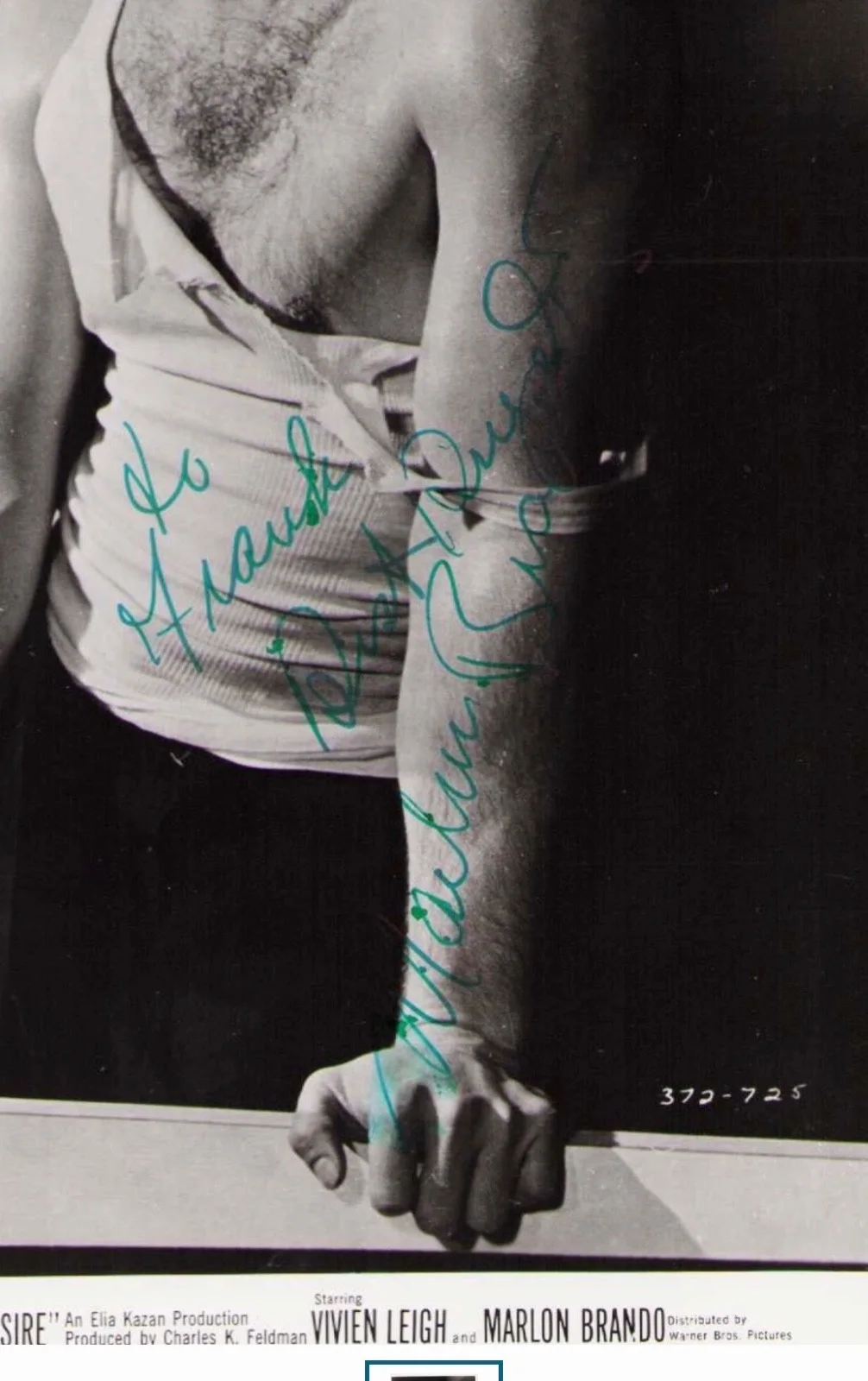 MARLON BRANDO—SIGNED Streetcar PHOTO w/COA—GODFATHER•TANGO•Chaplin—APOC NOW, изображение 2