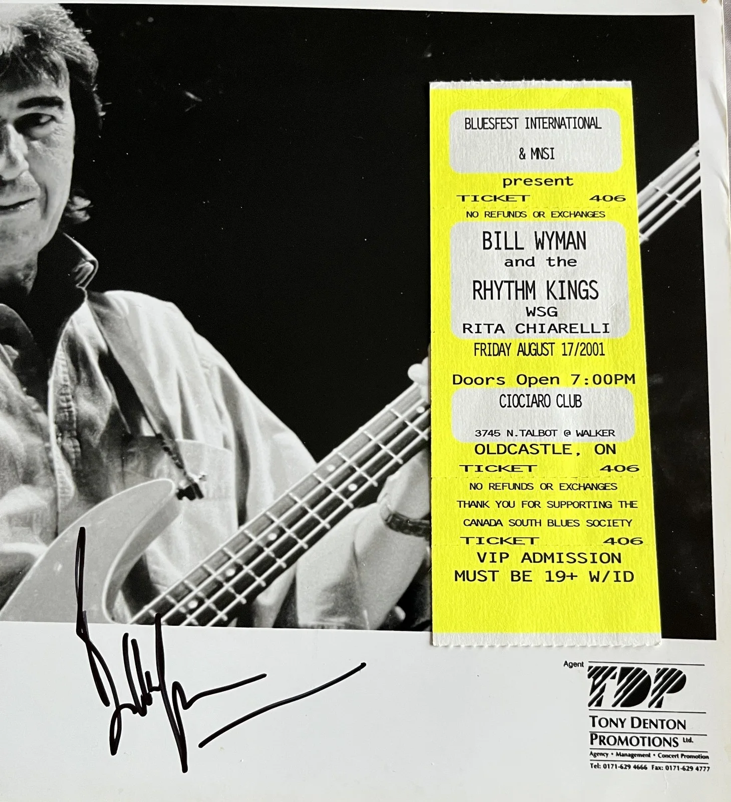 Bill Wyman--SIGNED-8x10 B&W photo-100% Guaranteed!! Rolling Stones-Rhythm Kings, изображение 3