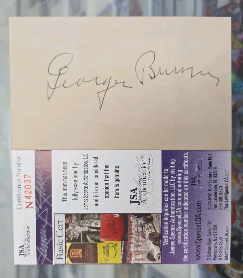 George Burns — George Burns Signed Index Card JSA Certified "Oh, God!" Movies, изображение 3