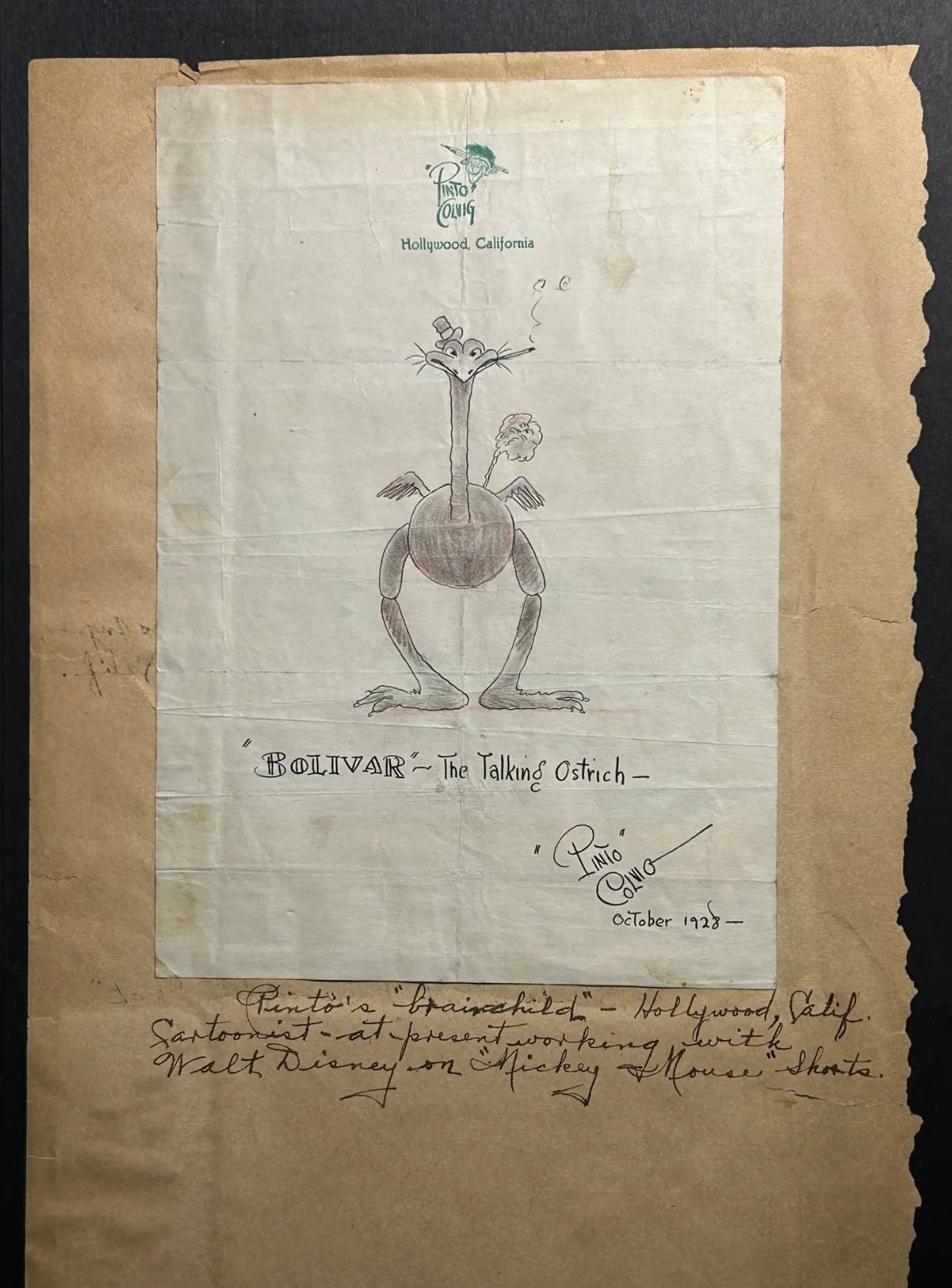 PINTO COLVIG—SIGNED Bolivar Talking Ostrich—Disney PLUTO+GRUMPY•Fleischer BLUTO, image 2