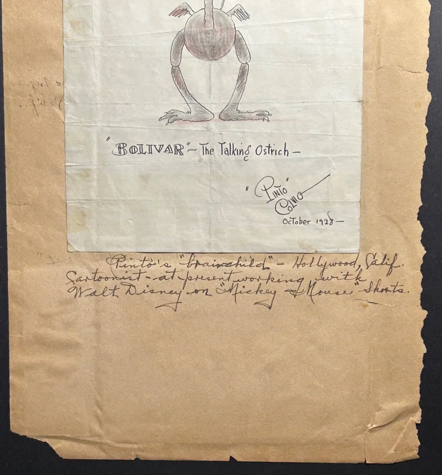 PINTO COLVIG—SIGNED Bolivar Talking Ostrich—Disney PLUTO+GRUMPY•Fleischer BLUTO, image 4