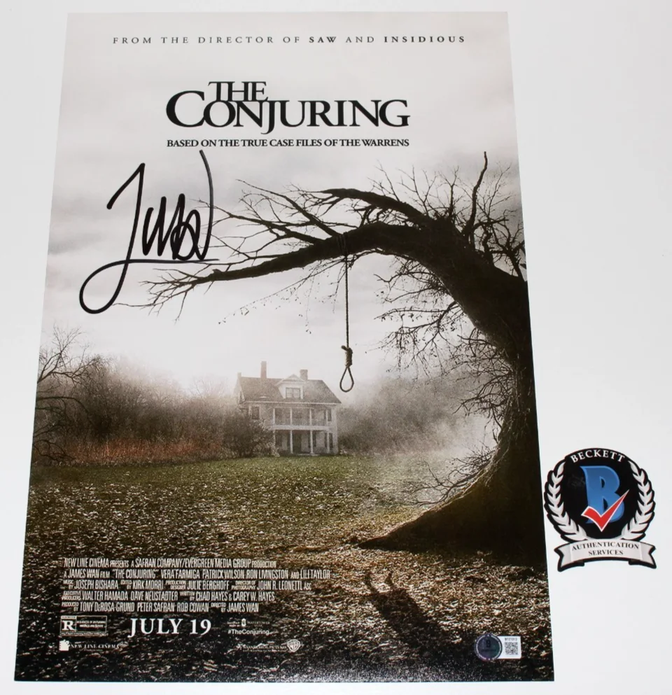 DIRECTOR JAMES WAN SIGNED 'THE CONJURING' 12x18 MOVIE POSTER BAS BECKETT COA, изображение 2