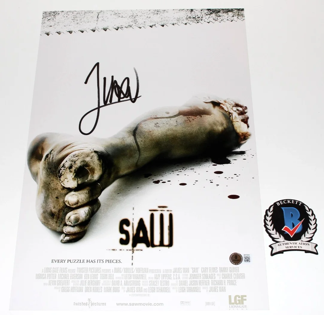DIRECTOR JAMES WAN SIGNED 'SAW' 12x18 MOVIE POSTER HORROR ICON BAS BECKETT COA, изображение 2