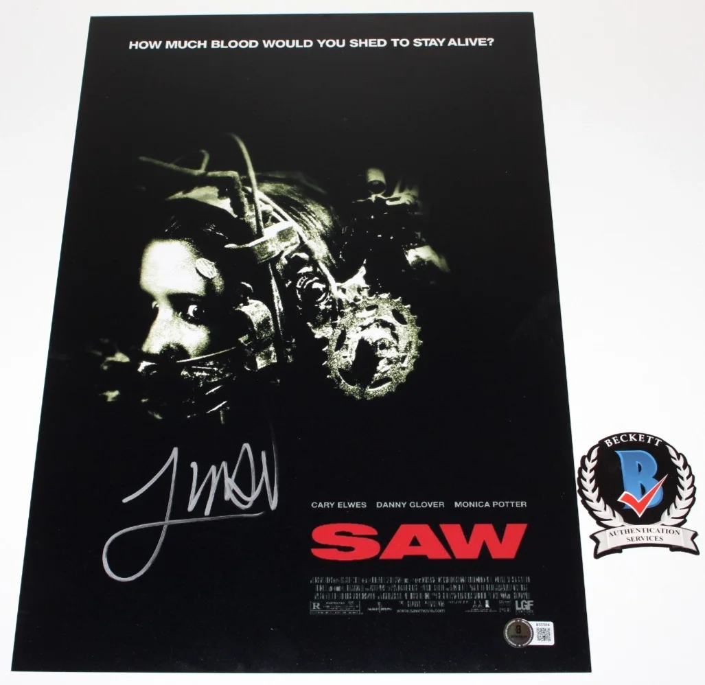 DIRECTOR JAMES WAN SIGNED 'SAW' 12x18 MOVIE POSTER HORROR ICON BECKETT BAS COA, изображение 2