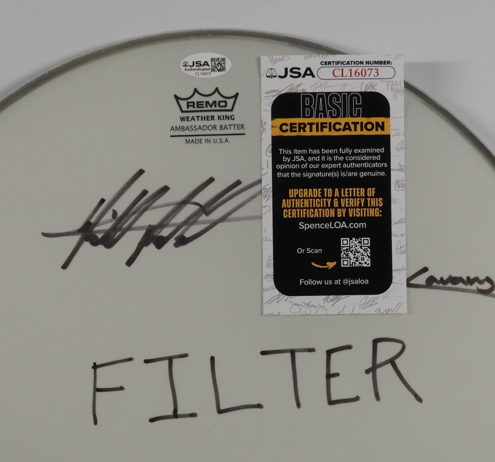 Filter JSA Autograph Signed Drum Head 14", изображение 3