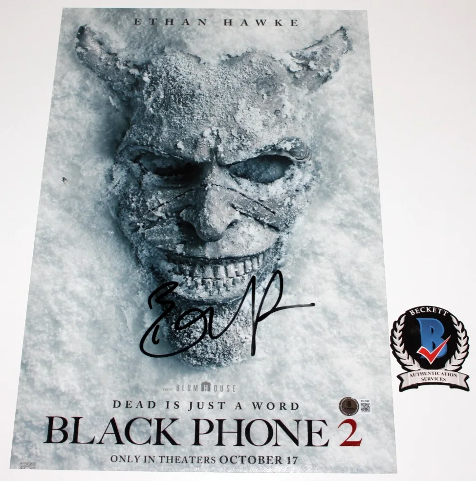 ETHAN HAWKE SIGNED 'BLACK PHONE 2' 12x18 MOVIE POSTER AUTOGRAPH BECKETT BAS COA, image 2
