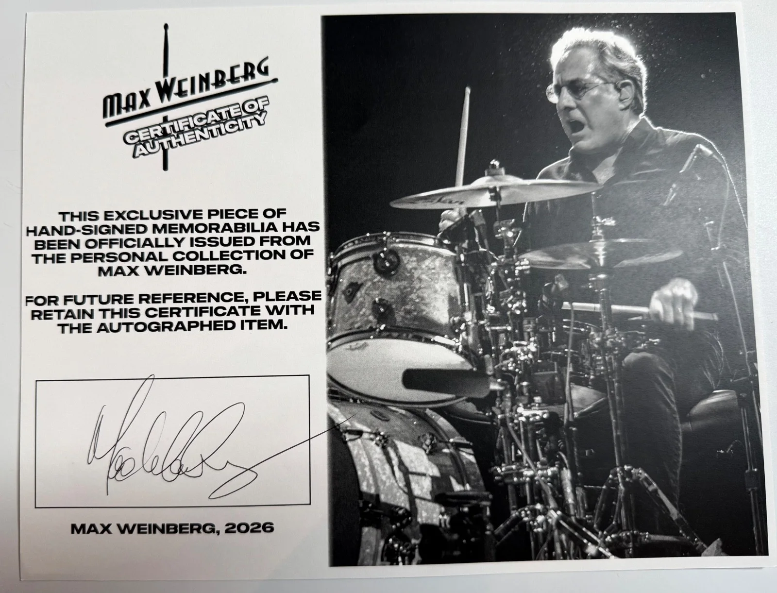 Max Weinberg JSA Signed Autograph Drumhead Bruce Springsteen and the E Street, image 4