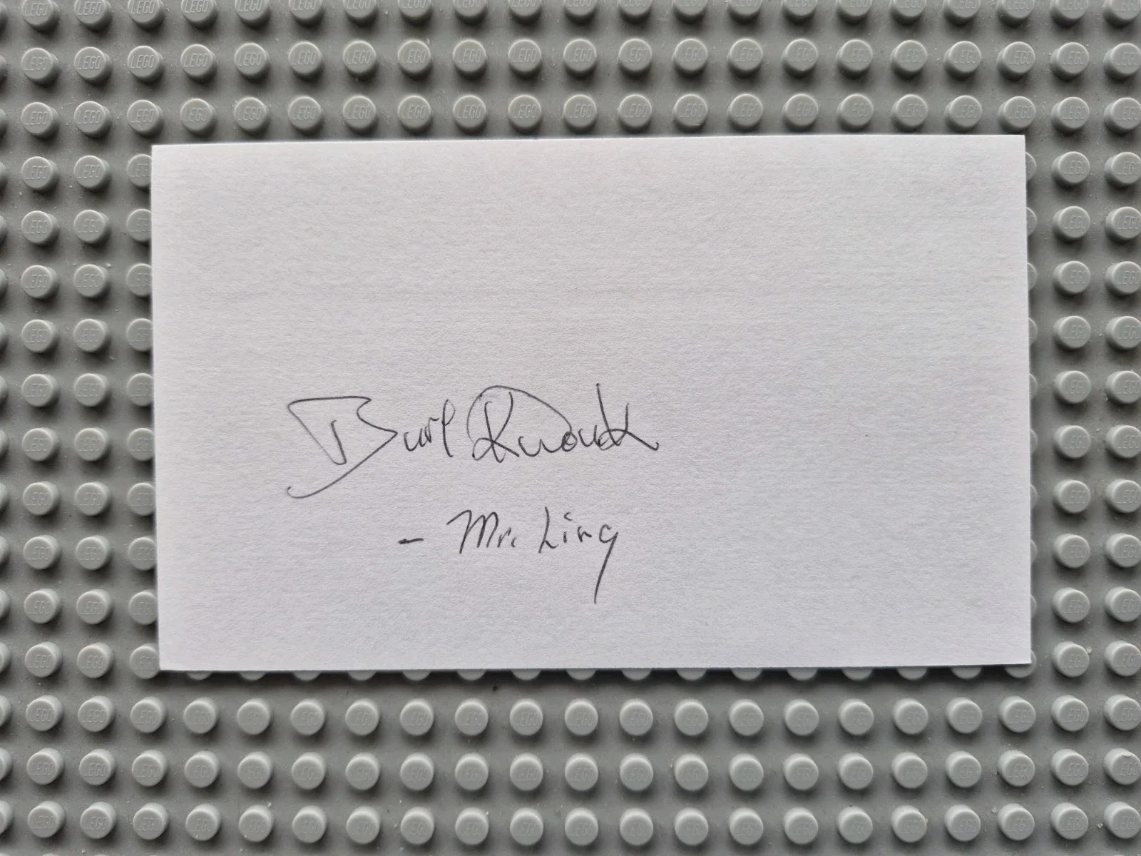 BURT KWOUK (Goldfinger,Pink Panther) Signed, Autographed 3X5 Card " Mr, Ling ", изображение 2