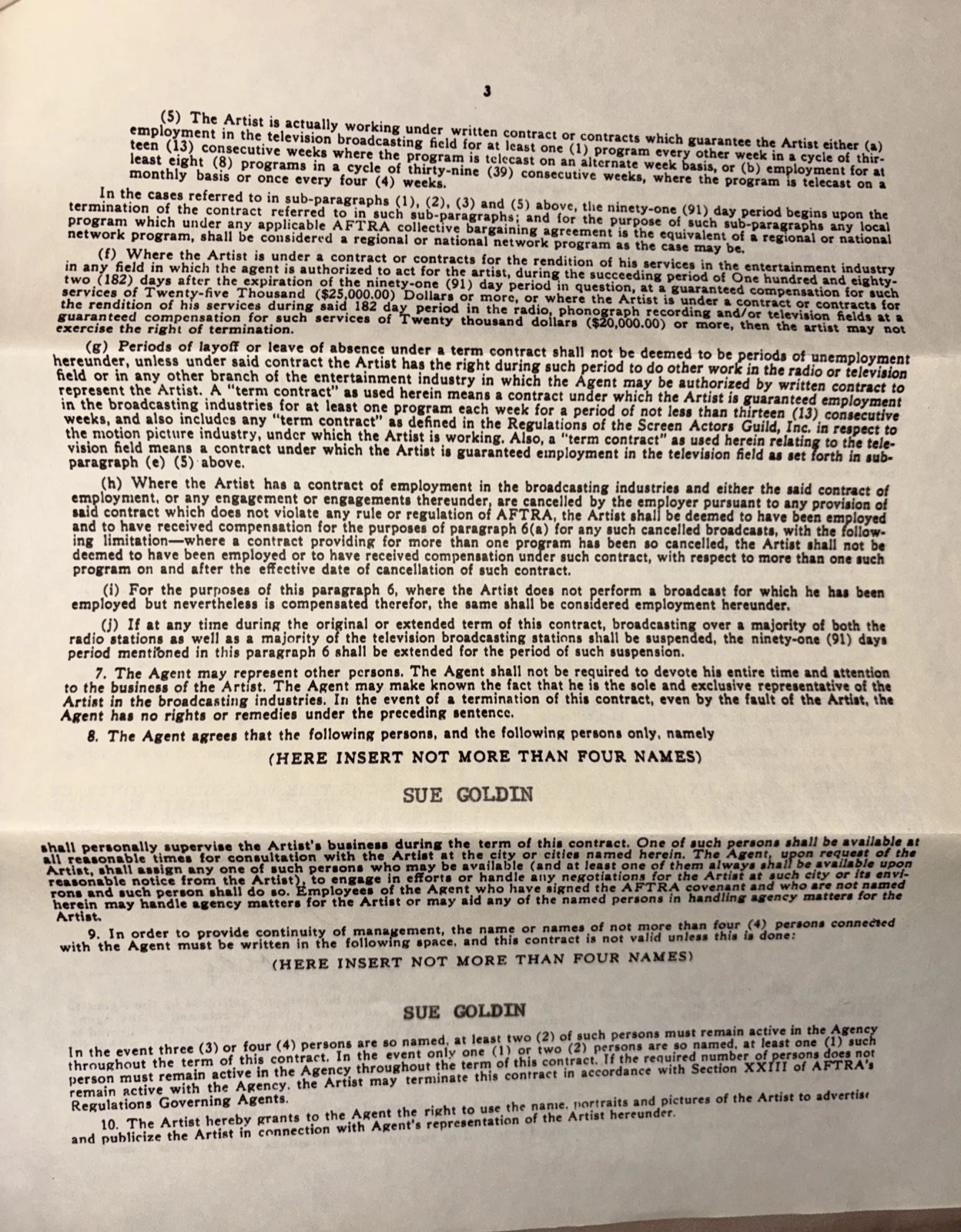 Dick York — Dick York Signed Sue Goldin Agency Contract JSA & Beckett Certified, image 5