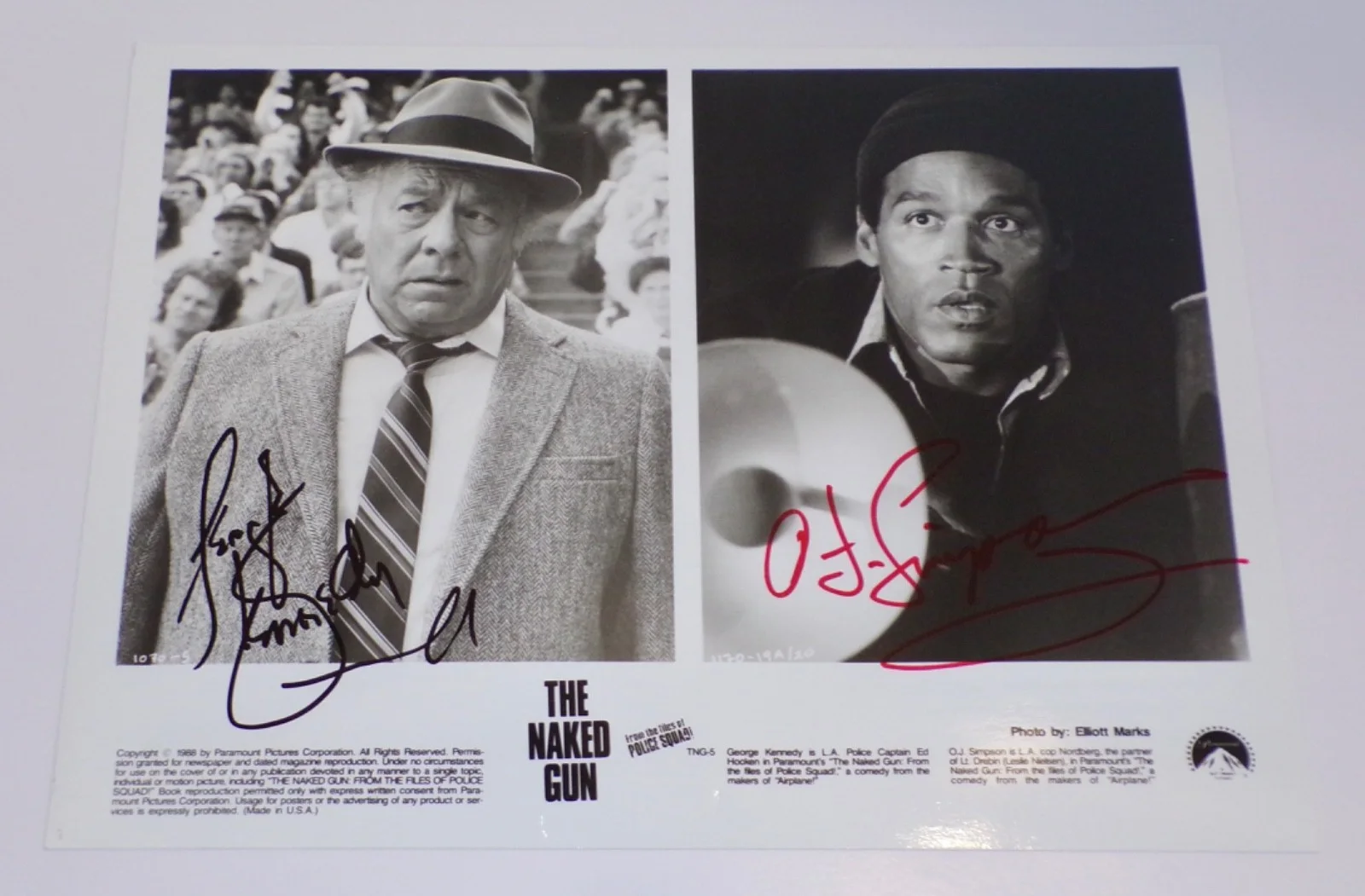 George Kennedy, Orenthal James Simpson The Juice — Rare NAKED GUN George Kennedy & O.J. Simpson SIGNED 8x10 Photo BAS Letter COA OJ, изображение 2