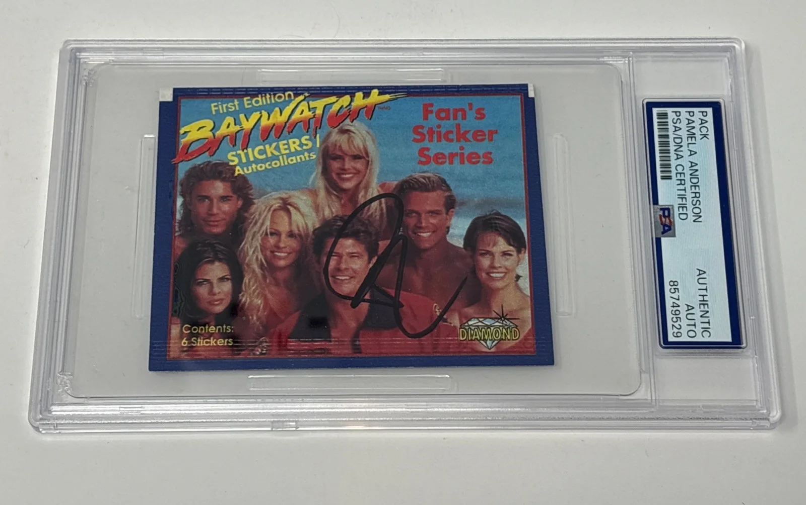 Pamela Anderson — PAMELA ANDERSON Signed AUTOGRAPH 1996 Sticker Pack PSA/DNA COA Baywatch SEXY