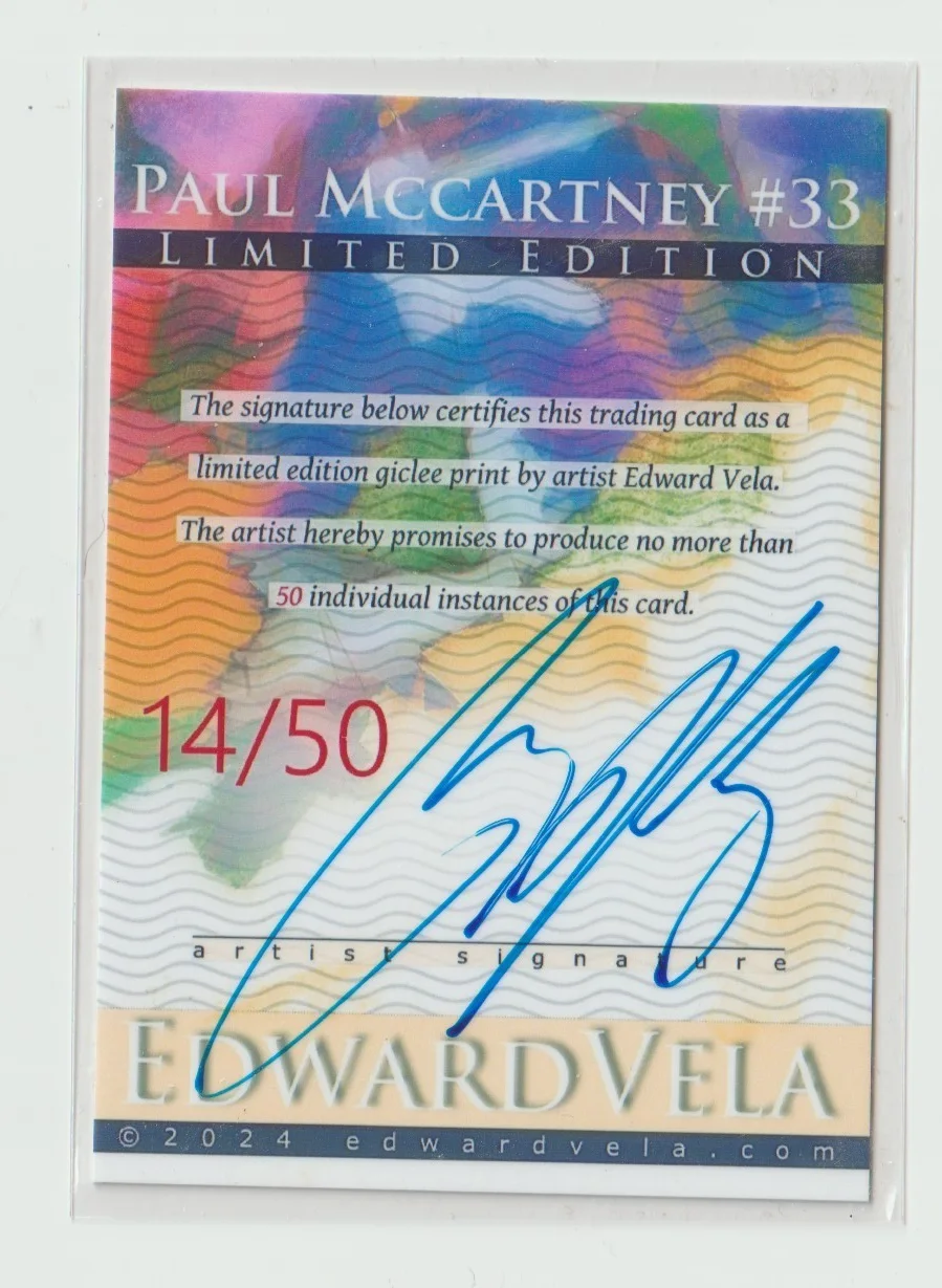 Paul McCartney Signed Edward Vela Sketch Card #33 Rare #14/50, изображение 2