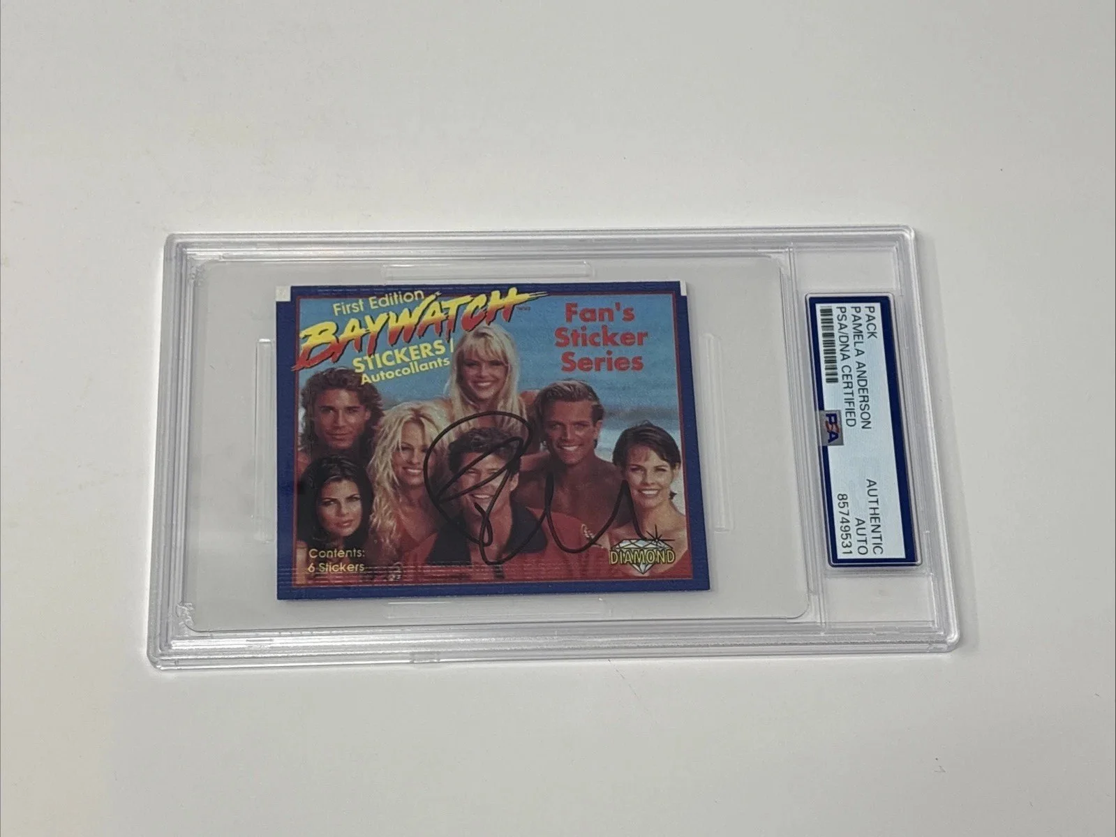 Pamela Anderson — PAMELA ANDERSON Signed AUTOGRAPH 1996 Sticker Pack PSA/DNA COA Baywatch SEXY