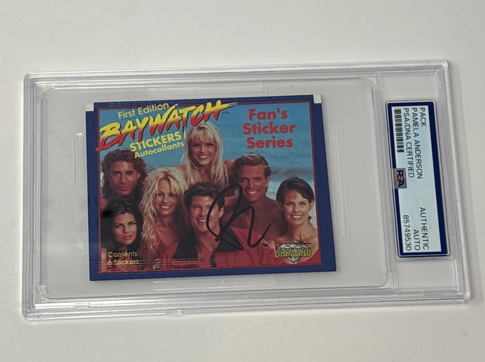 Pamela Anderson — PAMELA ANDERSON Signed AUTOGRAPH 1996 Sticker Pack PSA/DNA COA Baywatch SEXY