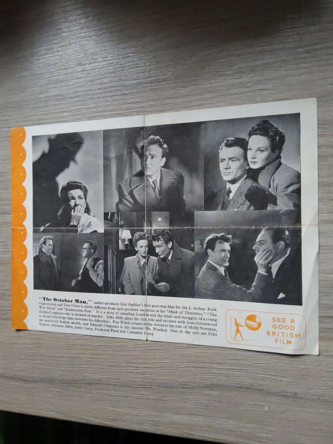 CINEMA FLYER,1947,BLUE NILE CINEMA,THE OCTOBER MAN,JOHN MILLS,JOAN GREENWOOD, изображение 2