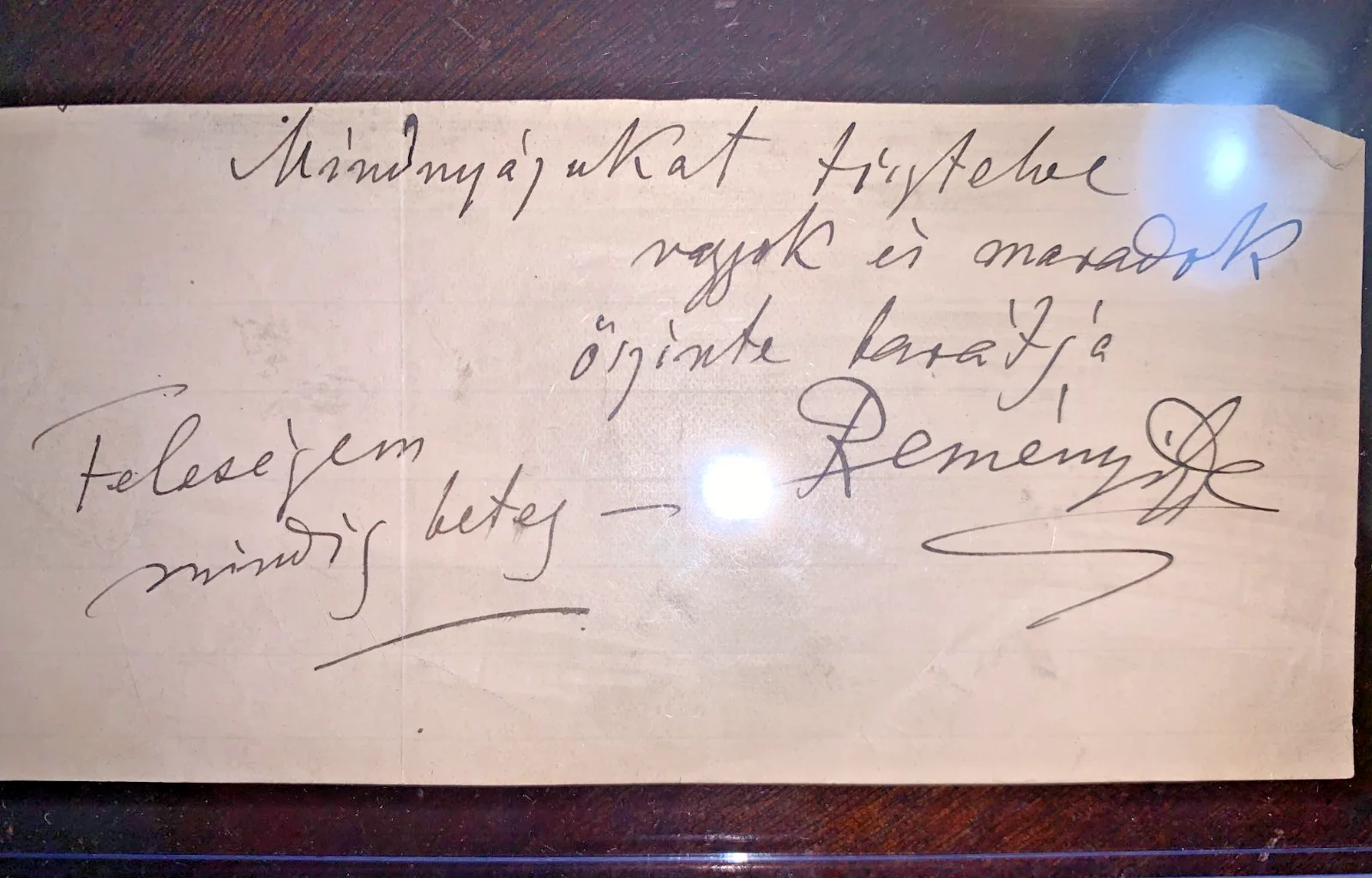 Ede Reményi Hungarian violinist, autographed note from estate auction, изображение 2
