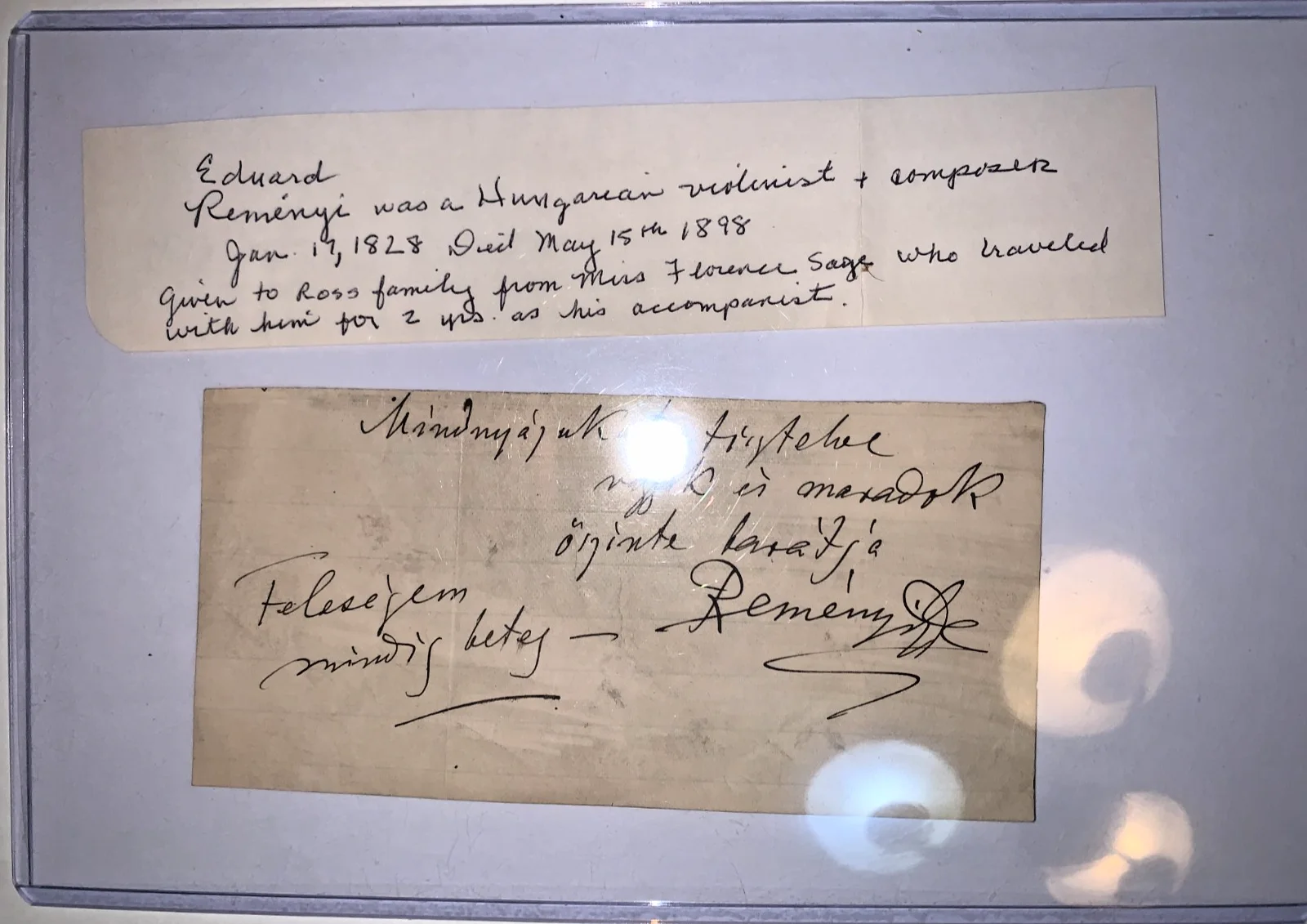Ede Reményi Hungarian violinist, autographed note from estate auction, изображение 5