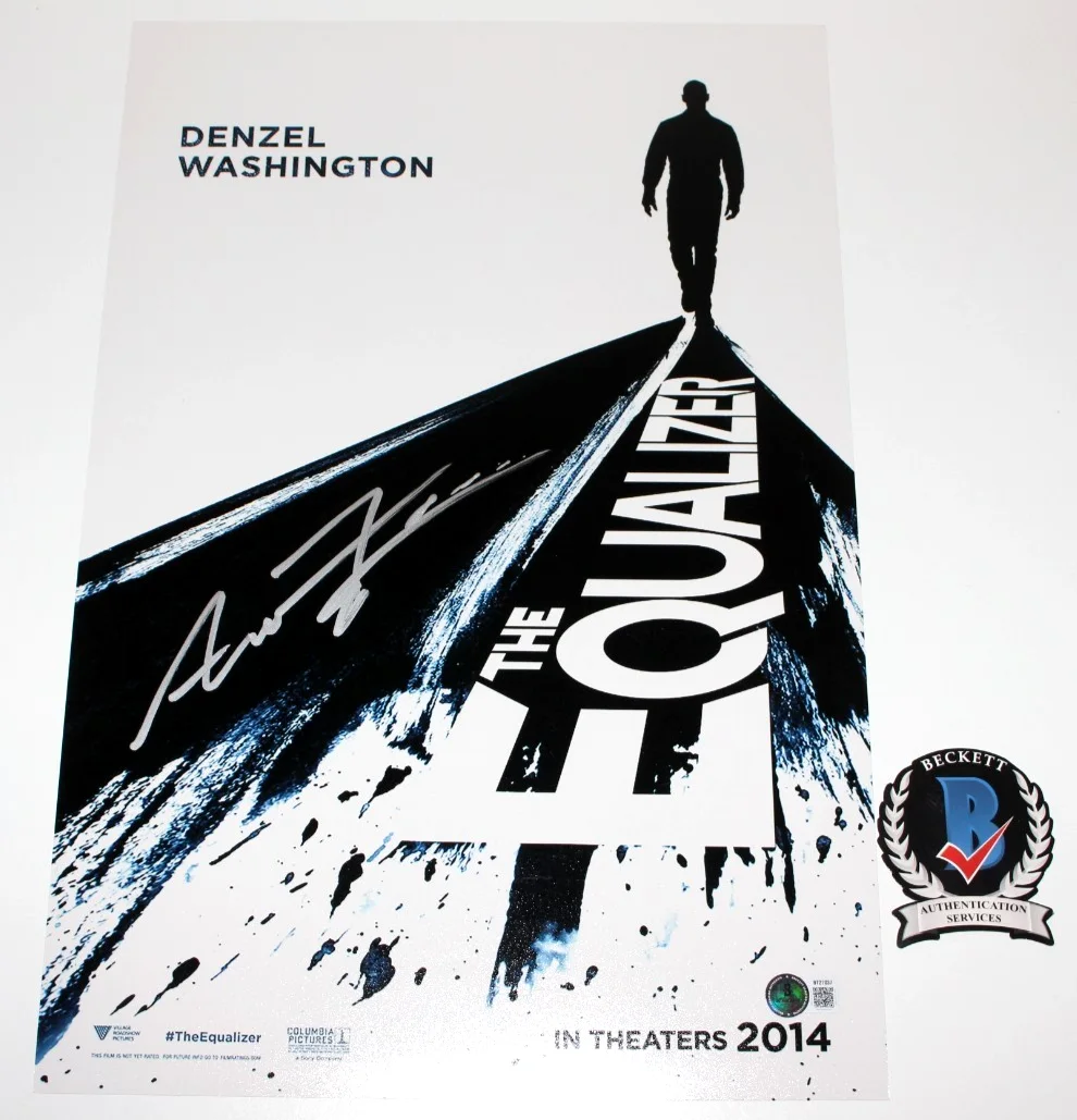 "Director Antoine Fuqua サイン入り ""the equalizer"" 12x18 映画ポスター ベケット Bas CoA", image 2