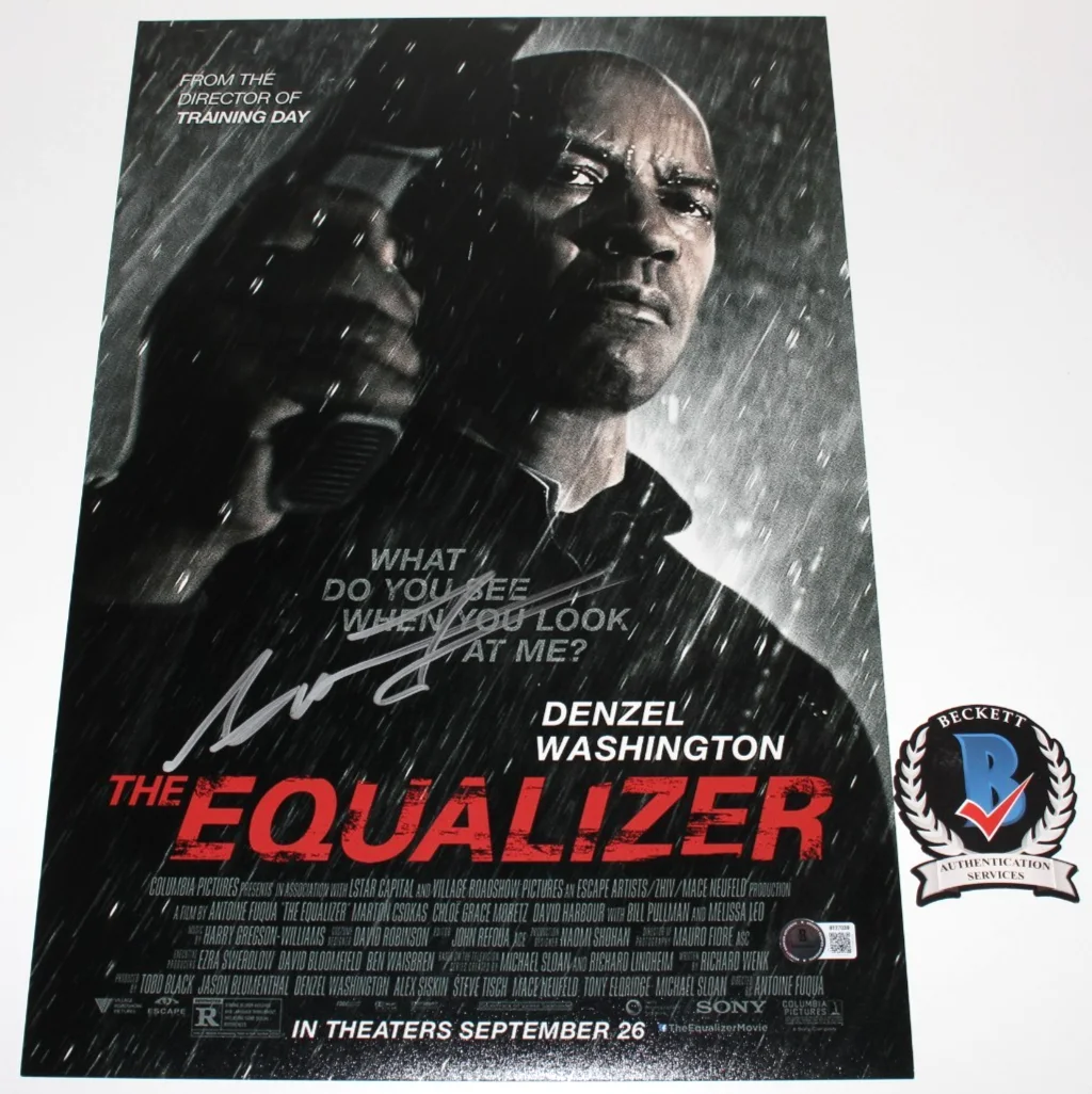 DIRECTOR ANTOINE FUQUA SIGNED 'THE EQUALIZER' 12x18 MOVIE POSTER BAS BECKETT COA, изображение 2