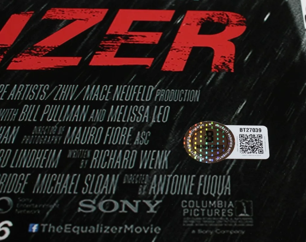 DIRECTOR ANTOINE FUQUA SIGNED 'THE EQUALIZER' 12x18 MOVIE POSTER BAS BECKETT COA, изображение 3