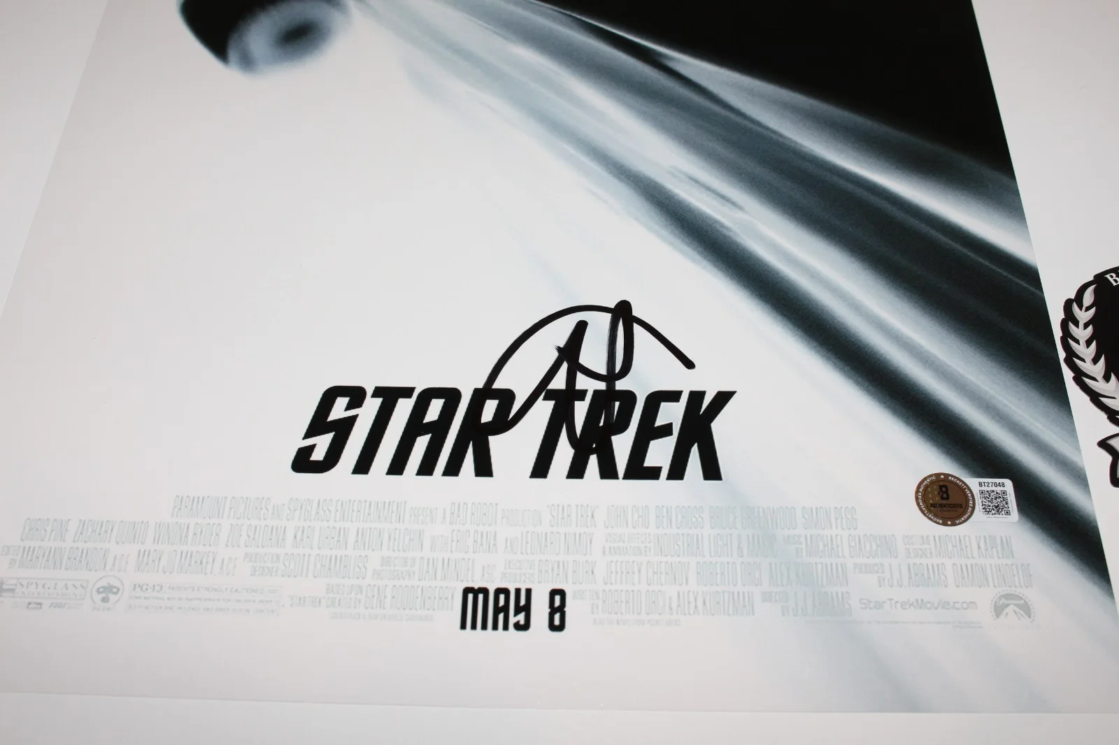 CHRIS PINE SIGNED 'STAR TREK' CAPTAIN KIRK 12x18 MOVIE POSTER BAS BECKETT COA, изображение 3