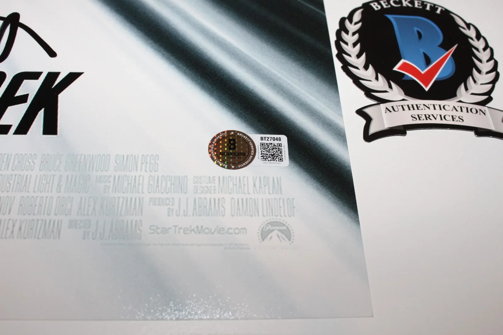 CHRIS PINE SIGNED 'STAR TREK' CAPTAIN KIRK 12x18 MOVIE POSTER BAS BECKETT COA, изображение 4