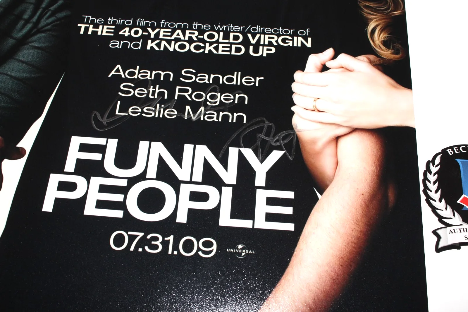 DIRECTOR JUDD APATOW SIGNED 'FUNNY PEOPLE' 12x18 MOVIE POSTER BECKETT BAS COA, изображение 2