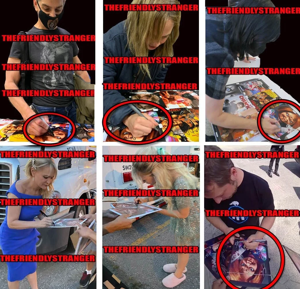 JENNIFER TILLY, DON MANCINI, FIONA DOURIF, MORE — Jennifer Tilly, Don Mancini, Fiona Dourif +3 signed "CHUCKY" 8x10 Photo ACOA COA, изображение 3