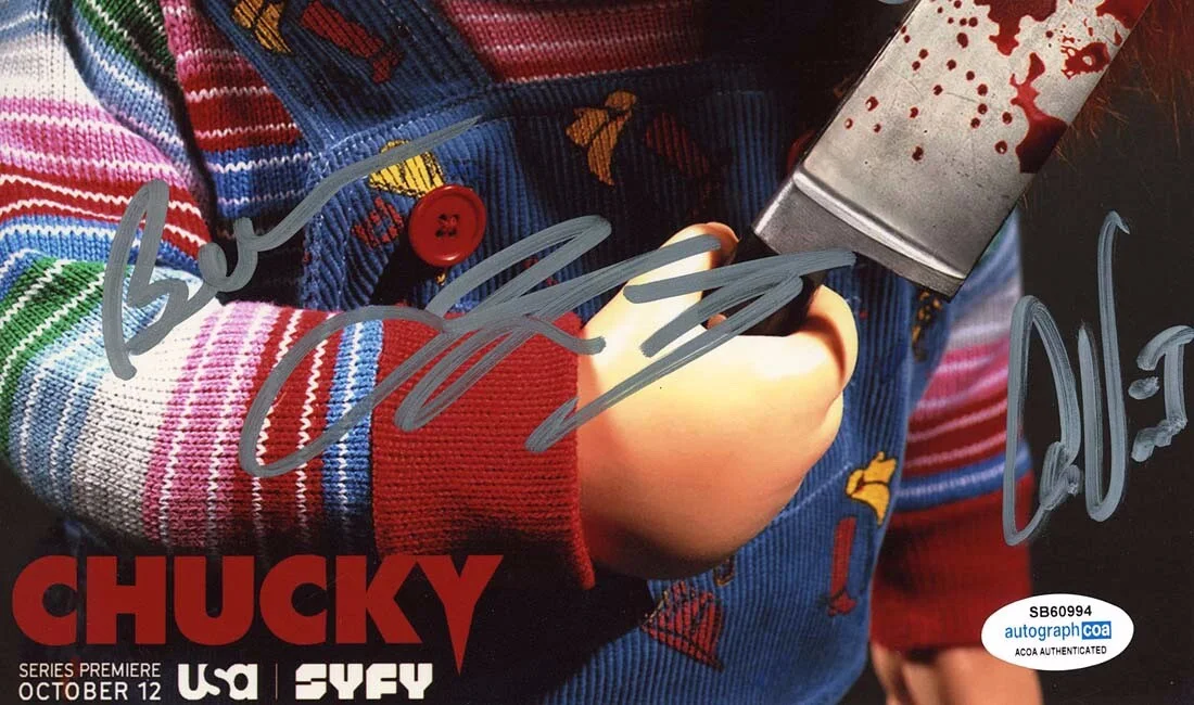 JENNIFER TILLY, DON MANCINI, FIONA DOURIF, MORE — Jennifer Tilly, Don Mancini, Fiona Dourif +3 signed "CHUCKY" 8x10 Photo ACOA COA, изображение 5