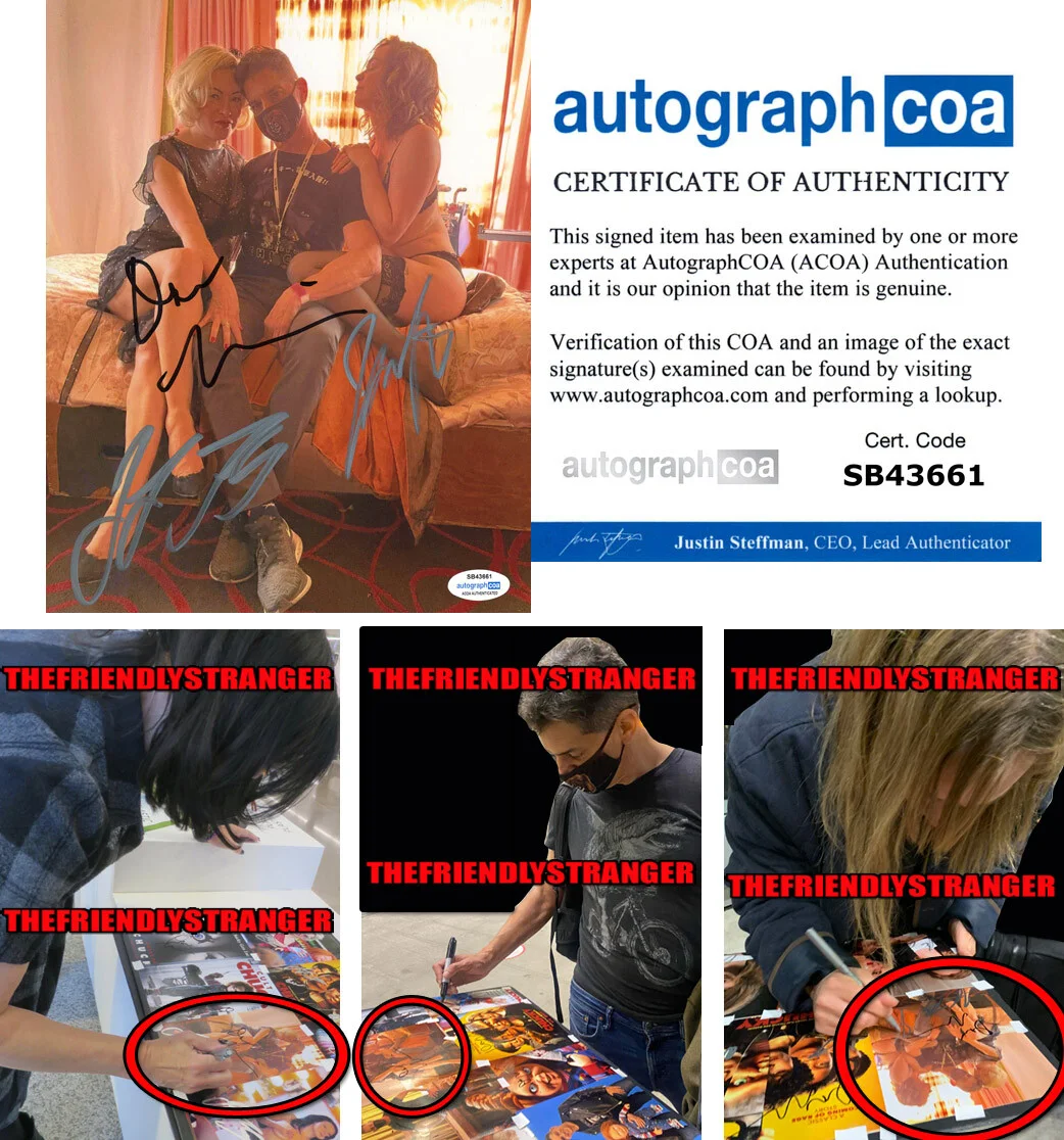 JENNIFER TILLY, FIONA DOURIF, DON MANCINI — JENNIFER TILLY Fiona Dourif DON MANCINI signed CHUCKY 8x10 Photo EXCT PROOF ACOA
