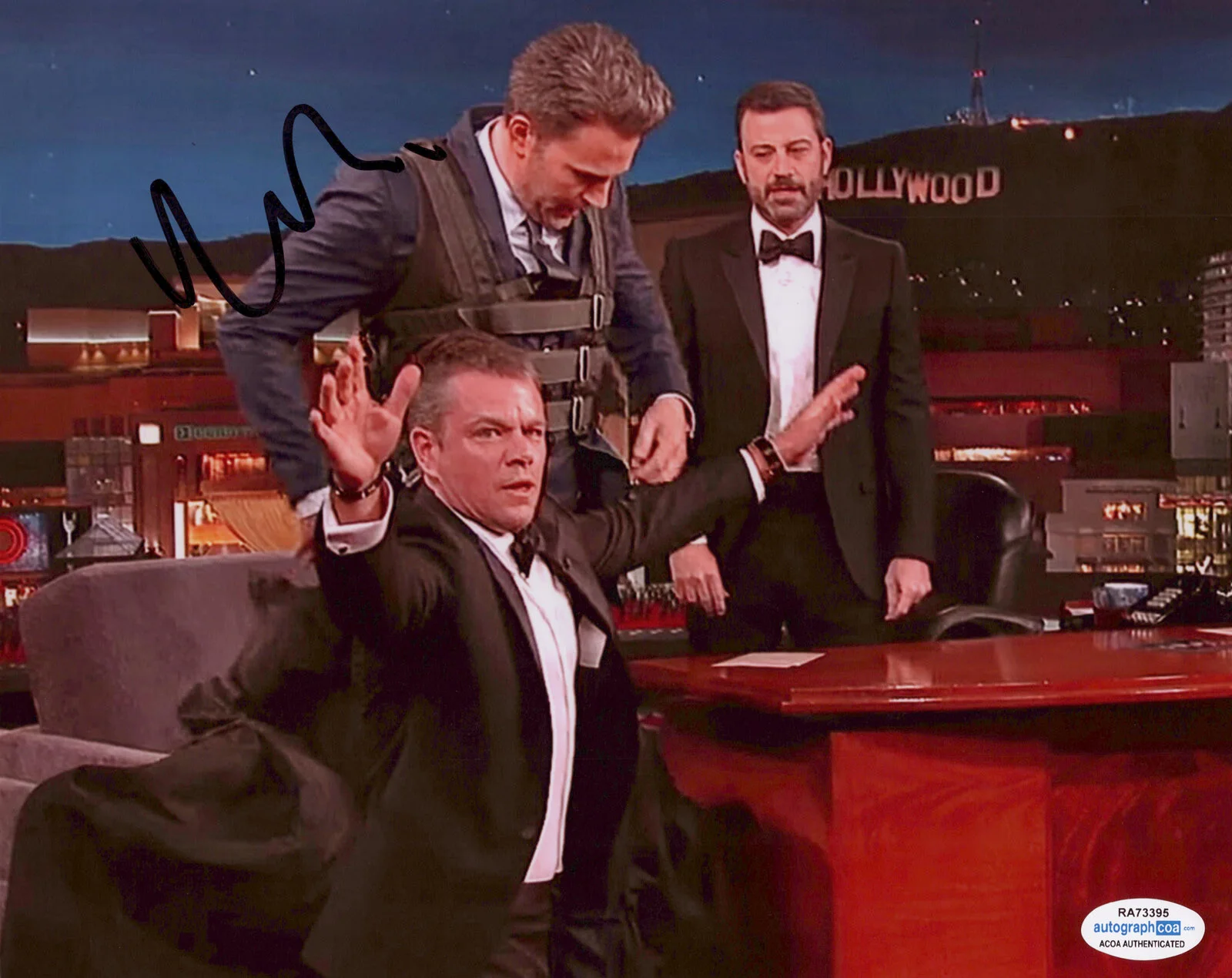 MATT DAMON — Matt Damon signed "JIMMY KIMMEL LIVE" 8x10 Photo PROOF Ben Affleck ACOA COA Rare, image 3