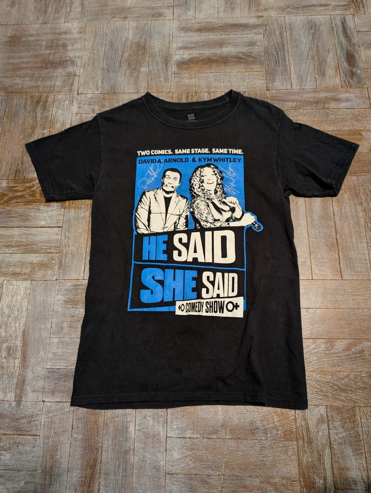 David A Arnold, Kym whitley — David A. Arnold And Kym Whitley He Said She Said Comedy Tour Signed Shirt Size S, изображение 2