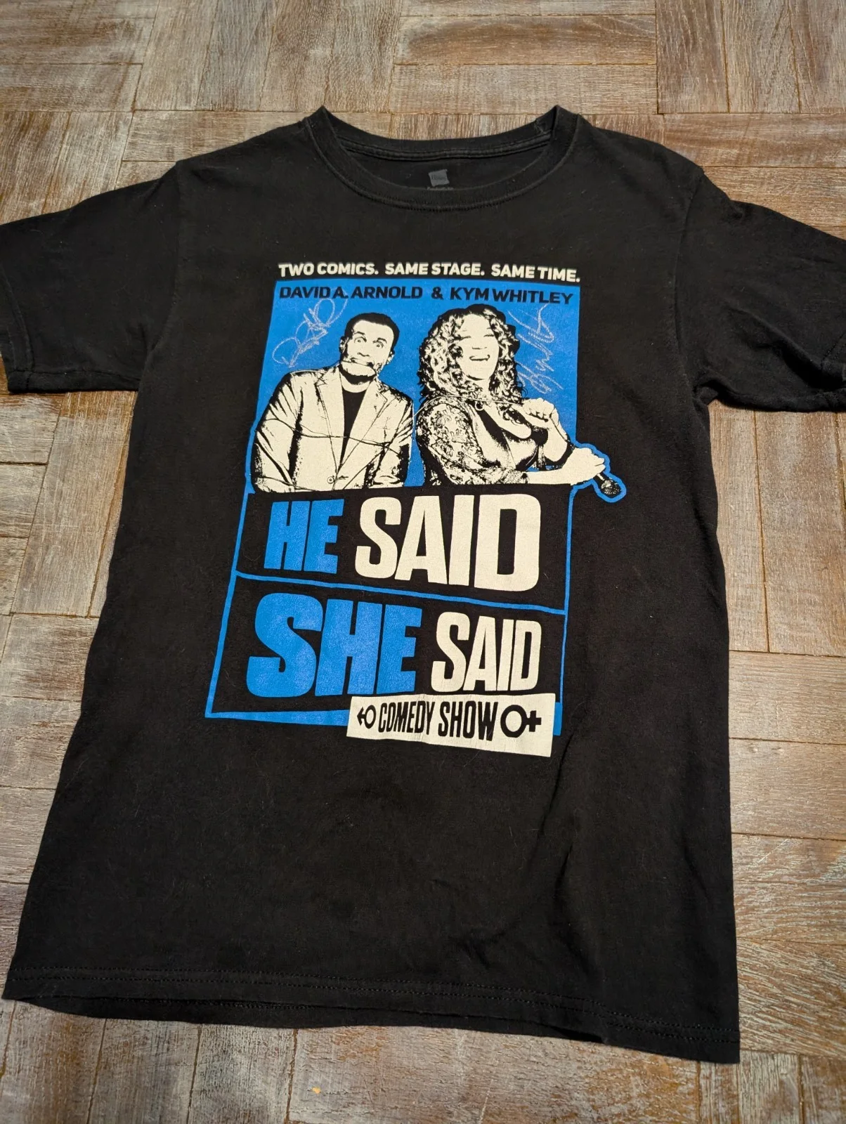 David A Arnold, Kym whitley — David A. Arnold And Kym Whitley He Said She Said Comedy Tour Signed Shirt Size S, изображение 3
