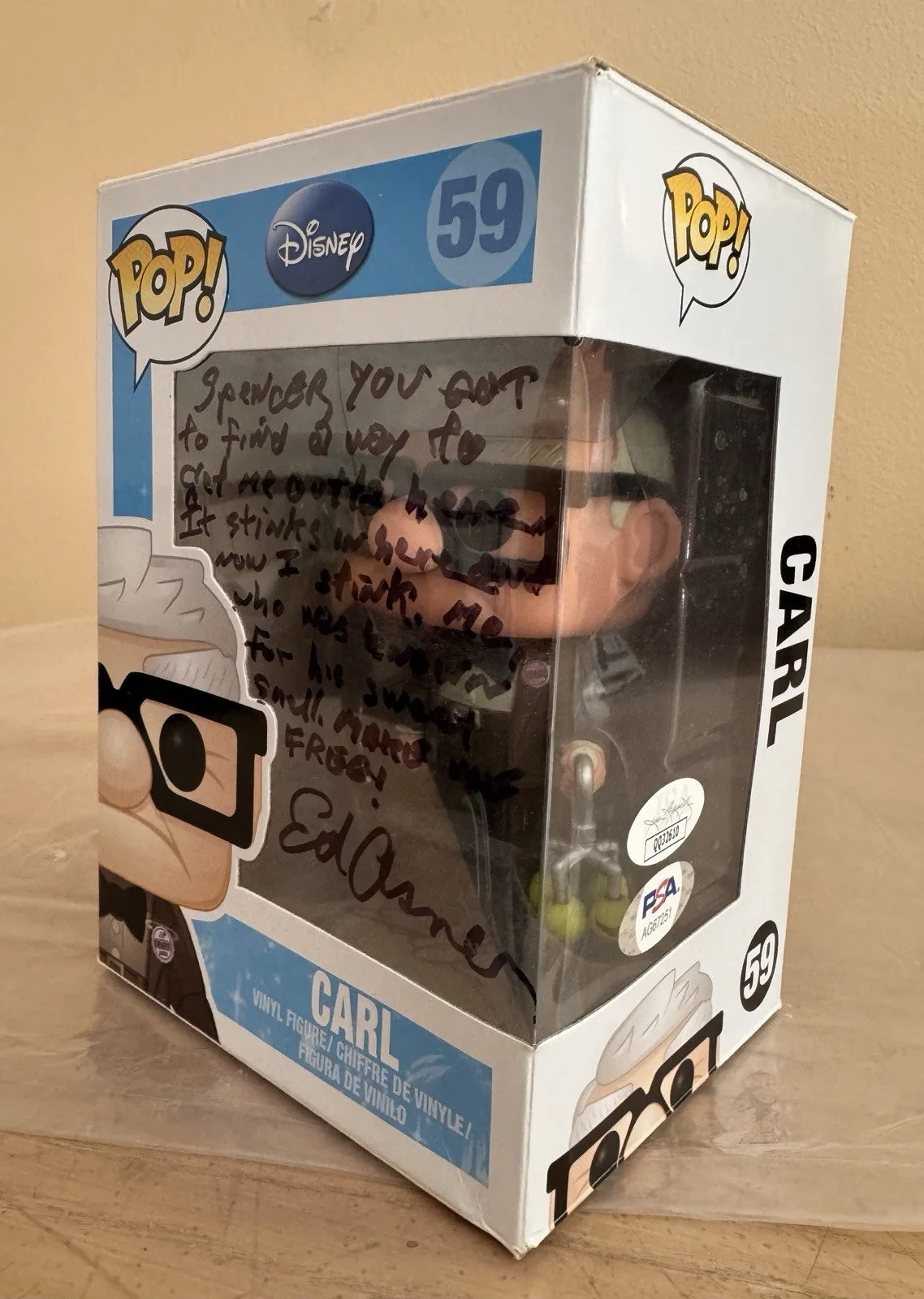 Ed Asner Autographed & Inscribed "Carl Disney UP" Funko Pop 59: JSA & PSA, изображение 2