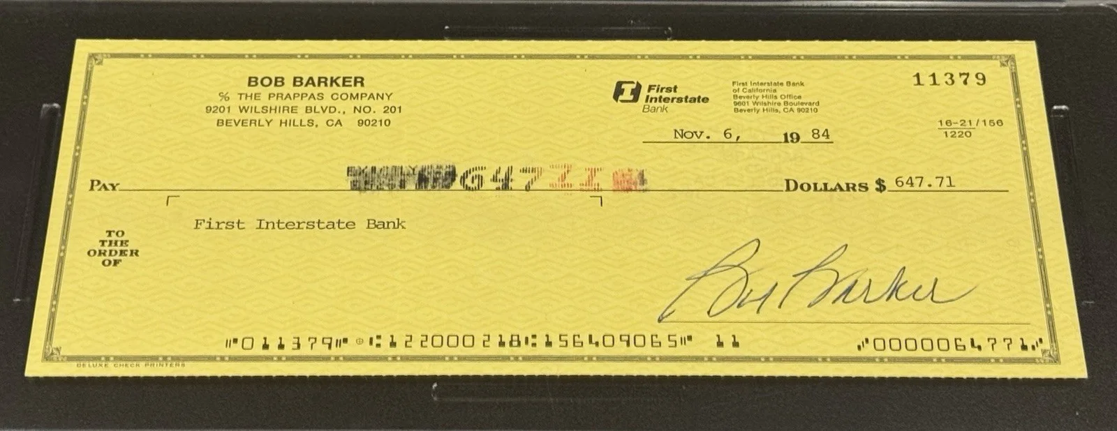 Bob Barker — 1984 BOB BARKER HAND SIGNED BANK CHECK PSA/DNA THE PRICE IS RIGHT SCARCE, image 2
