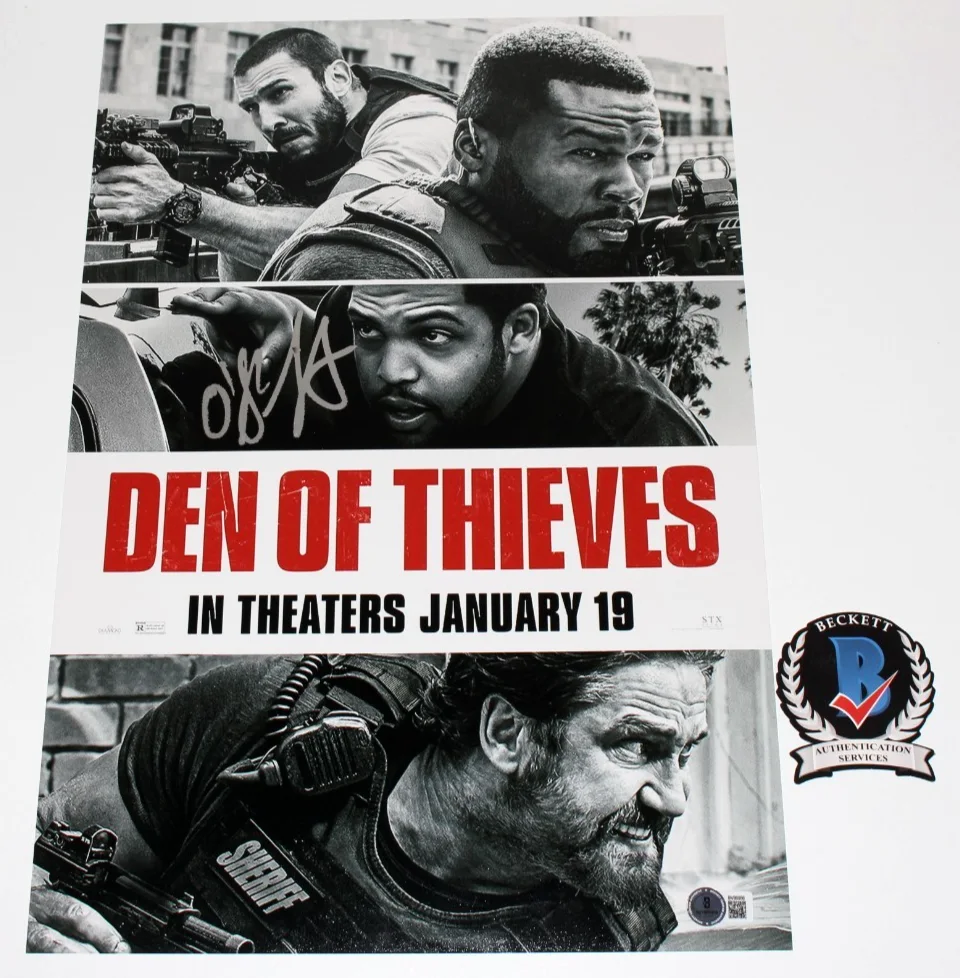 O'SHEA JACKSON JR. SIGNED 'DEN OF THIEVES' 12x18 MOVIE POSTER C BAS BECKETT COA, изображение 2