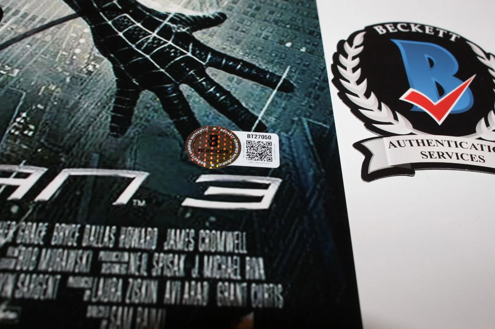 TOPHER GRACE SIGNED 'SPIDER-MAN 3' VENOM 12x18 MOVIE POSTER BAS BECKETT COA, изображение 3